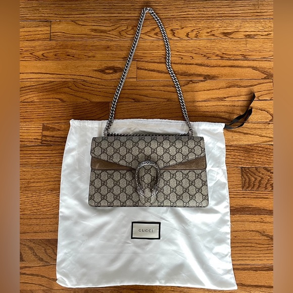 Gucci Dionysus Small Rectangular Bag GG Supreme and Taupe Suede - Picture 4 of 16